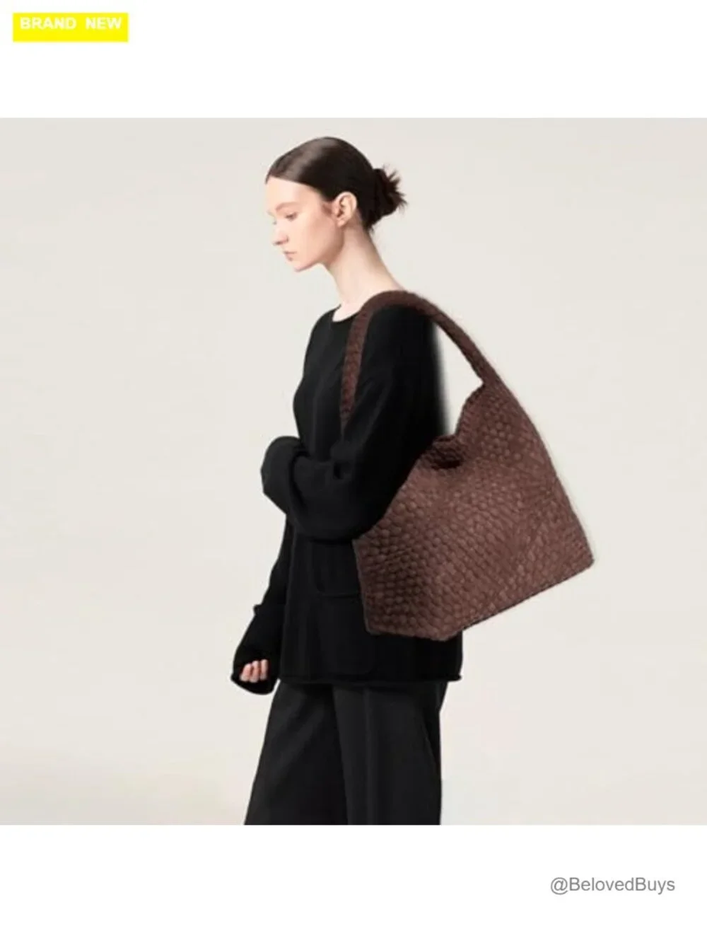 Handwoven Faux Suede Hobo Tote Bag with Adjustable Shoulder Strap